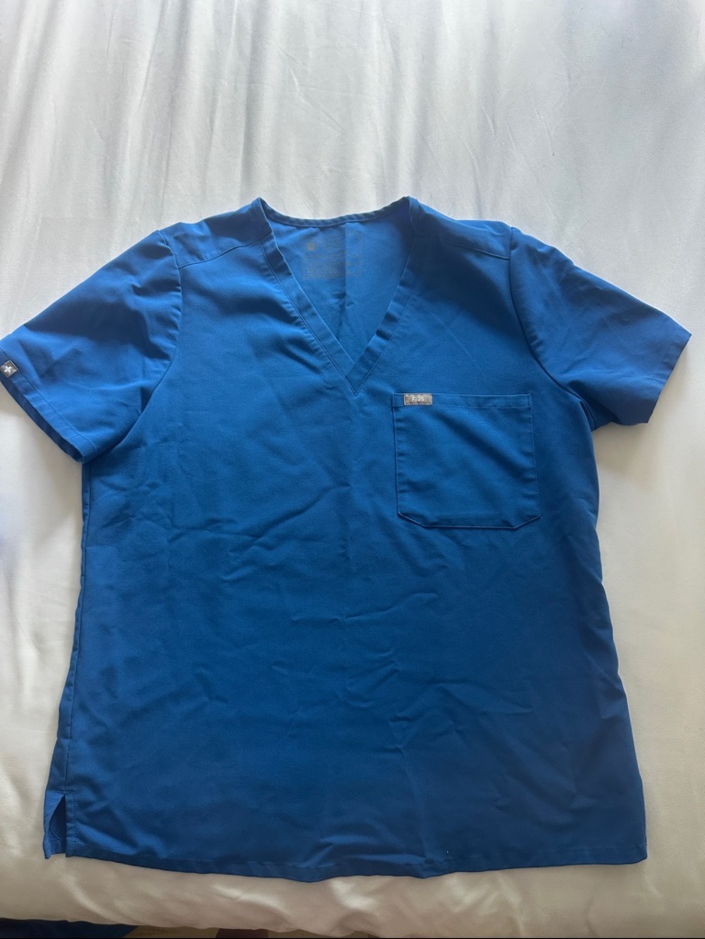 Figs Men's V-Neck Scrub Top in Royal Blue
